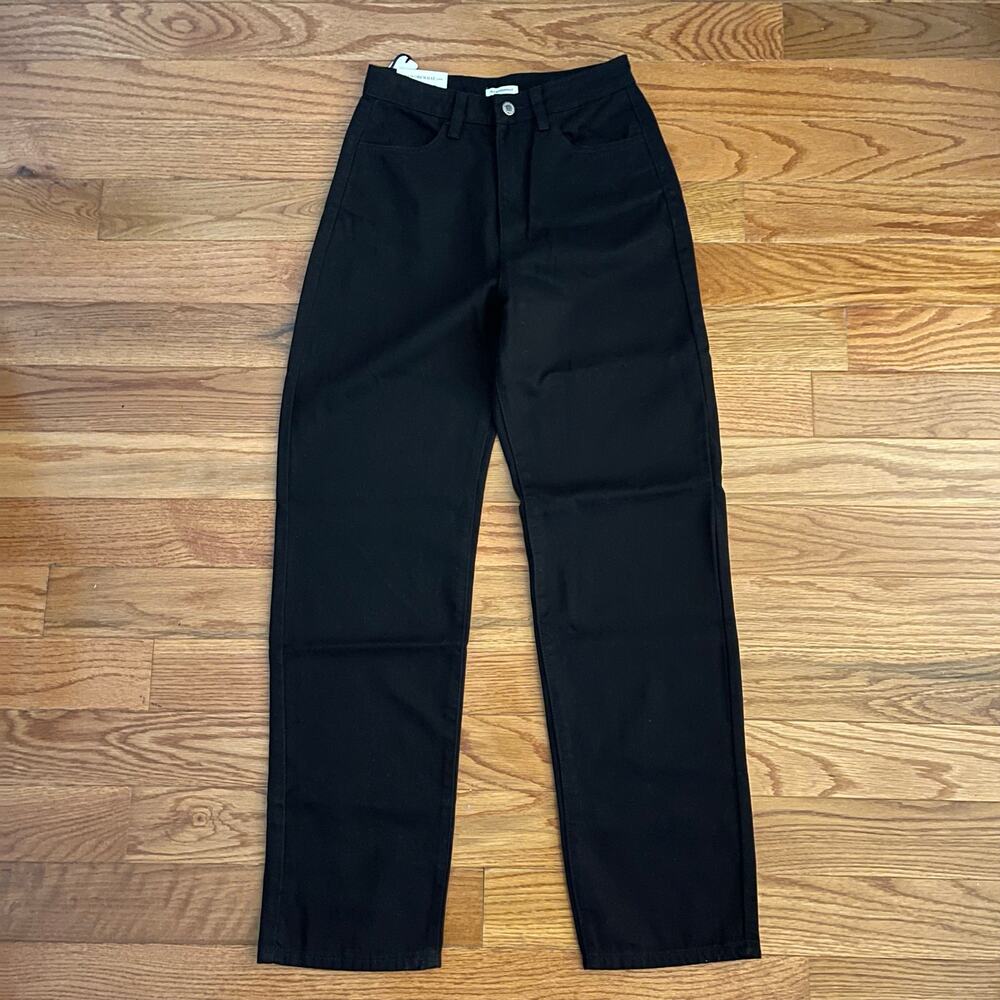 WeWoreWhat High Rise Straight Mom Jeans Jet Black Rigid Denim Womens 27 NWT